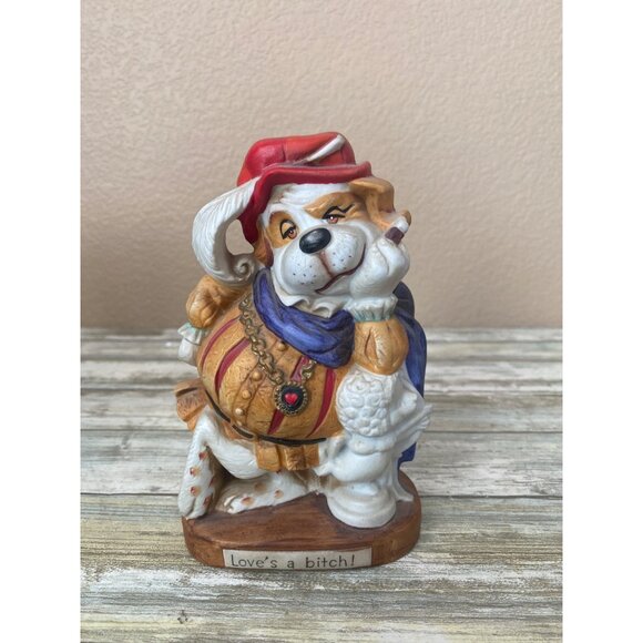 World Wide Arts Other - Dirty Dogs “Love’s a B--ch” Bulldog Figurine 1973 Japan World Wide Arts Vintage